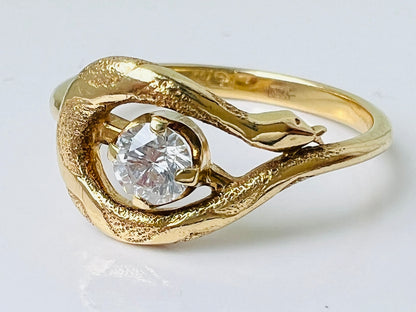 Vintage 18ct Gold Diamond Snake Ring