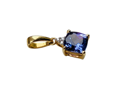 14ct Gold Tanzanite & Diamond Pendant