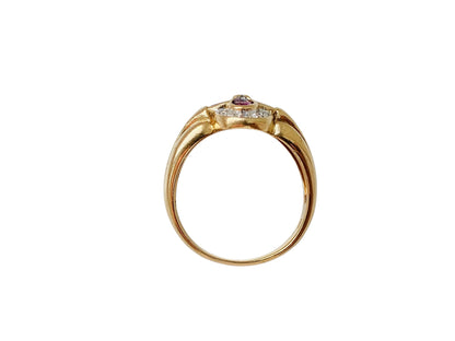 Vintage 9ct Gold Amethyst & Diamond Ring