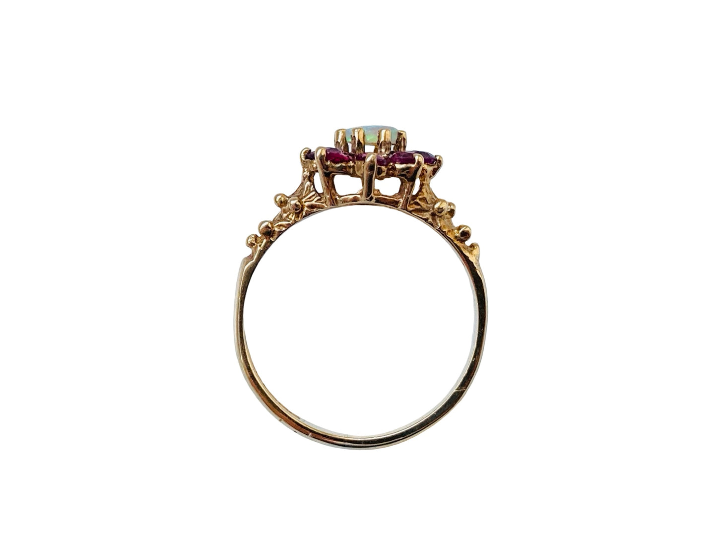 Vintage 9ct Gold Opal & Ruby Ring