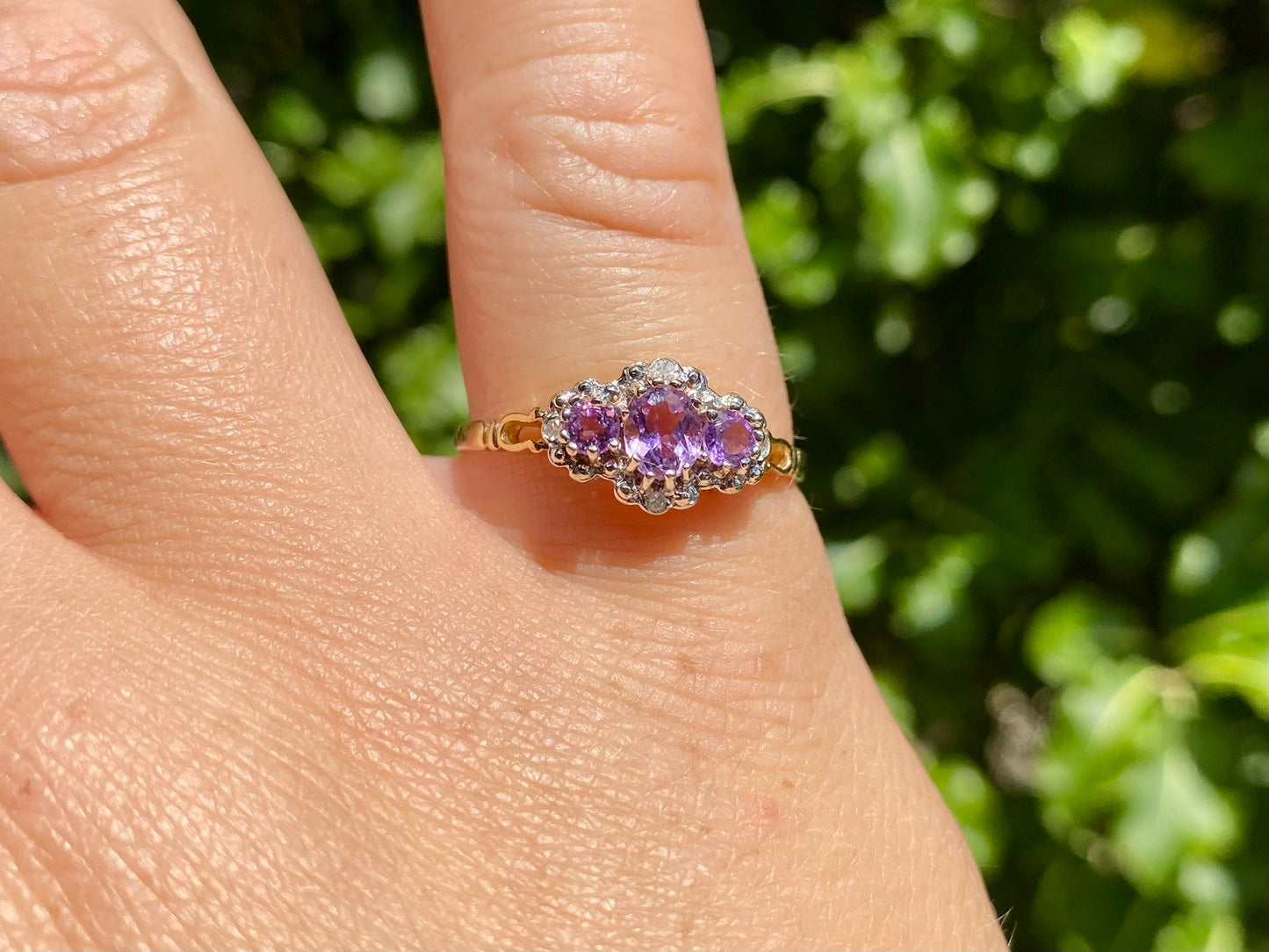 9ct Gold Amethyst & Diamond Ring