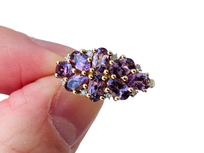 9ct Gold Purple Spinel & Diamond Ring