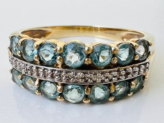 9ct Gold Topaz & Diamond Ring