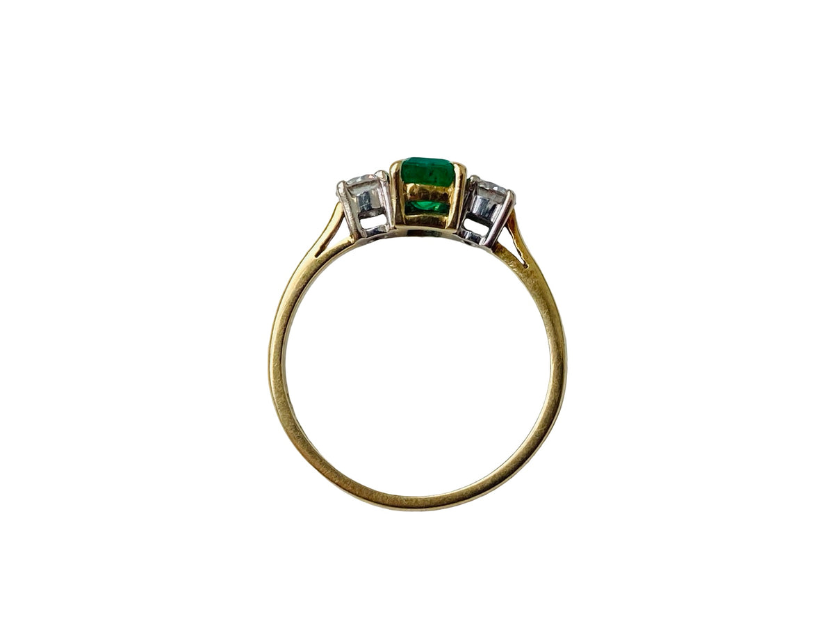 Vintage 18ct Gold Emerald & Diamond Ring
