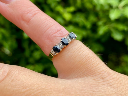 9ct Gold Sapphire & Diamond Ring