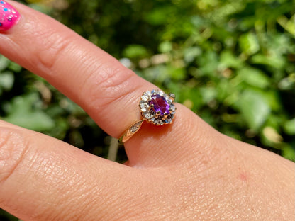 9ct Gold Amethyst & Diamond Ring