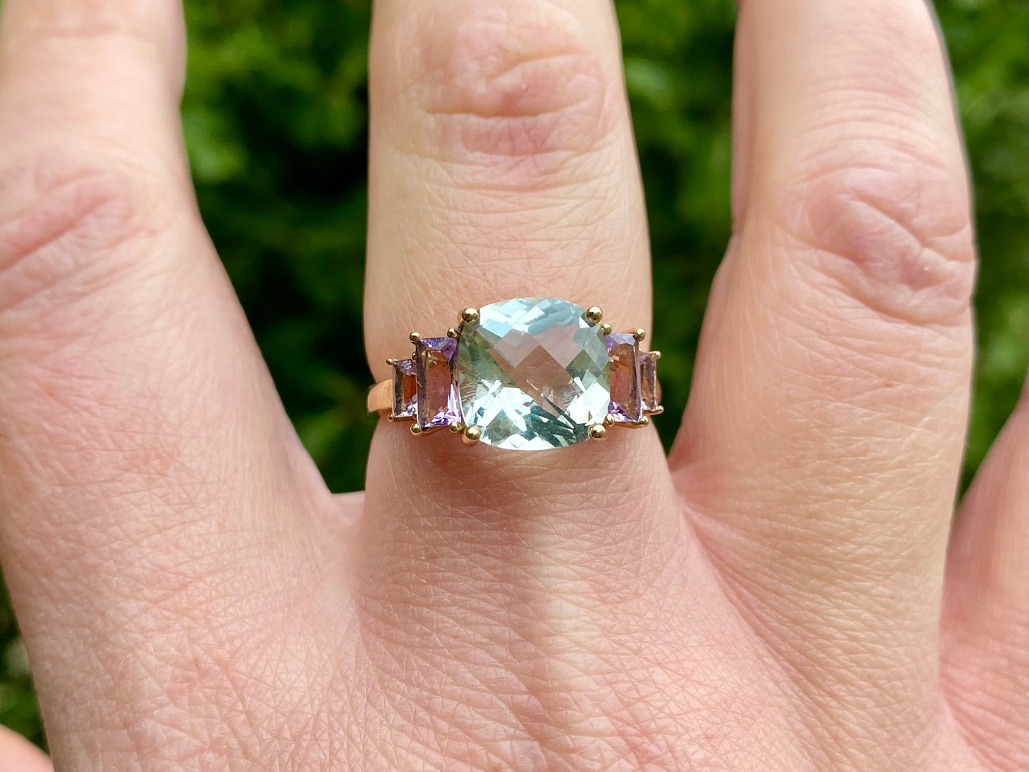 9ct Gold Green & Purple Amethyst Ring