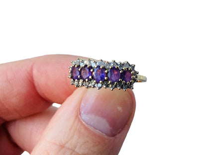 9ct Gold Amethyst & Diamond Ring