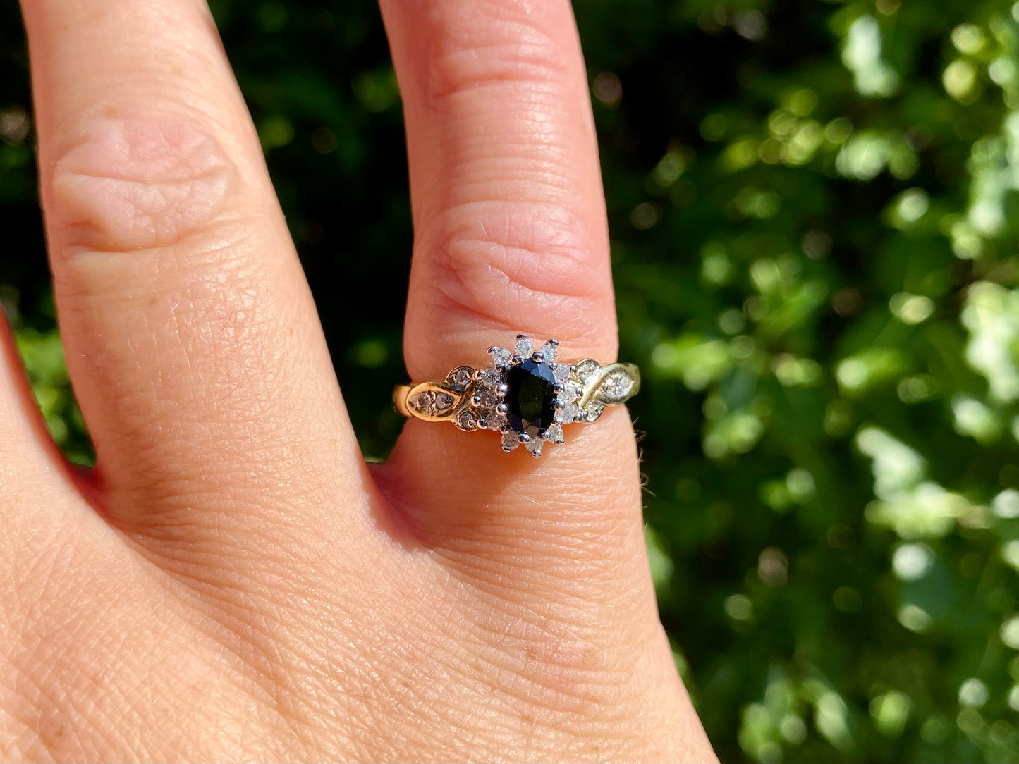9ct Gold Black Spinel & Diamond Ring
