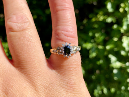 9ct Gold Black Spinel & Diamond Ring