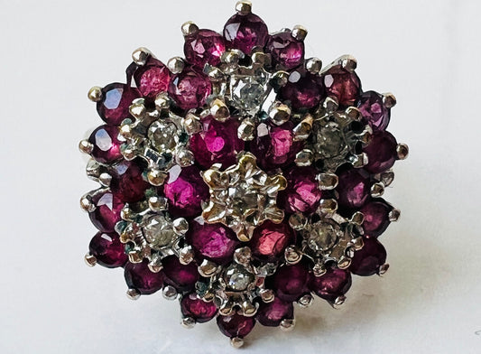 Vintage 9ct Gold Ruby & Diamond Ring