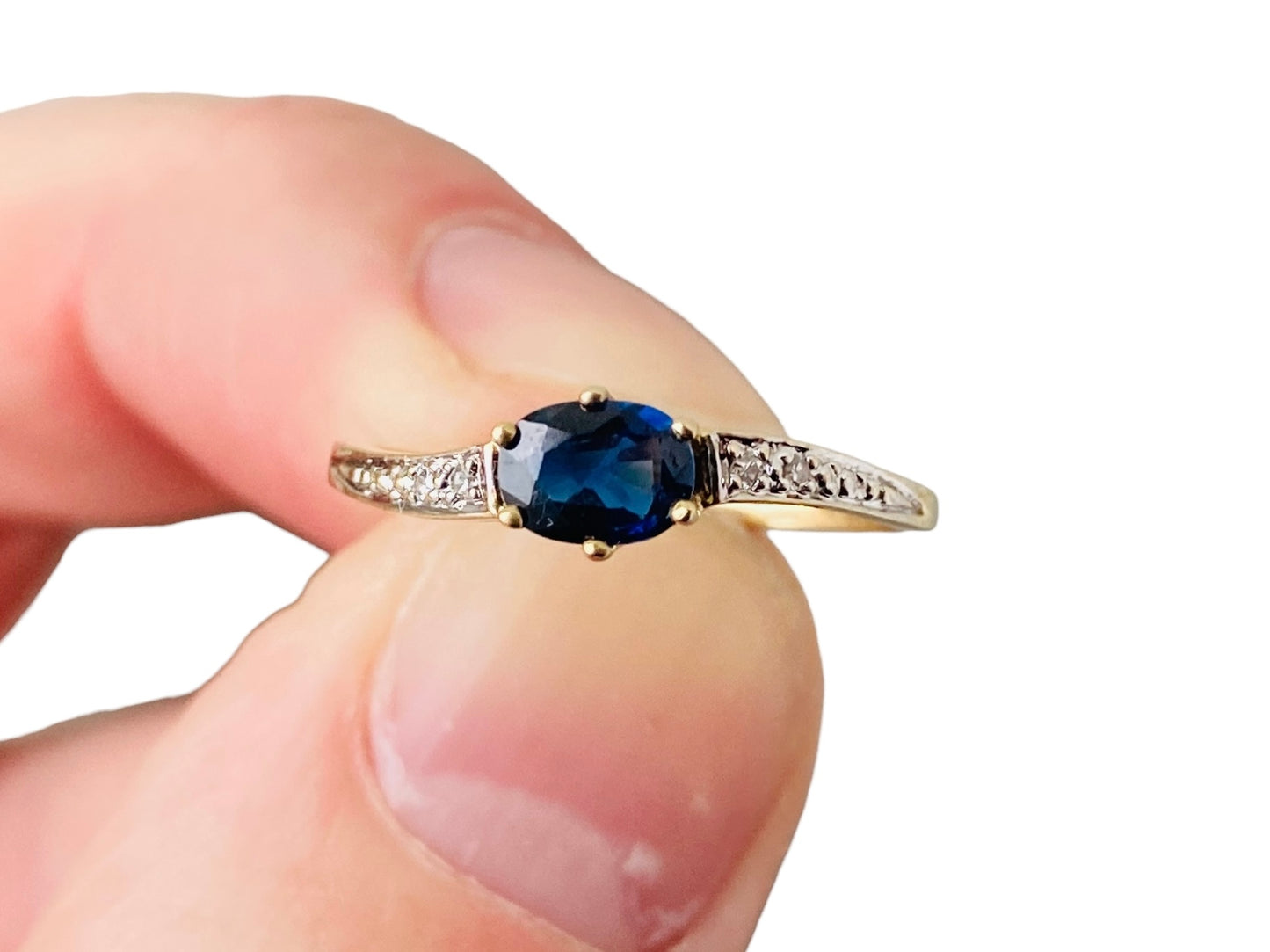 Vintage 9ct Gold Sapphire & Diamond Ring