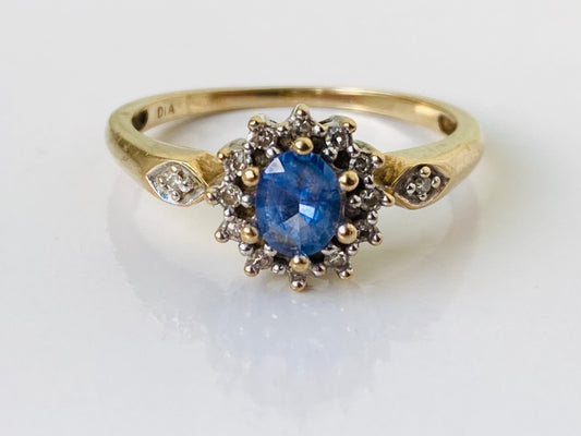 9ct Gold Sapphire & Diamond Cluster Ring