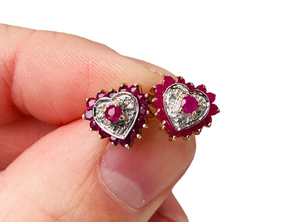 9ct Gold Ruby & Diamond Earrings