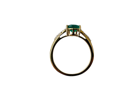 9ct Gold Emerald & Zircon Ring