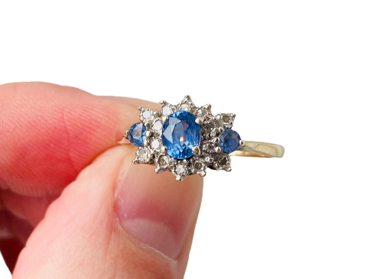 Vintage 9ct Gold Sapphire & Diamond Ring