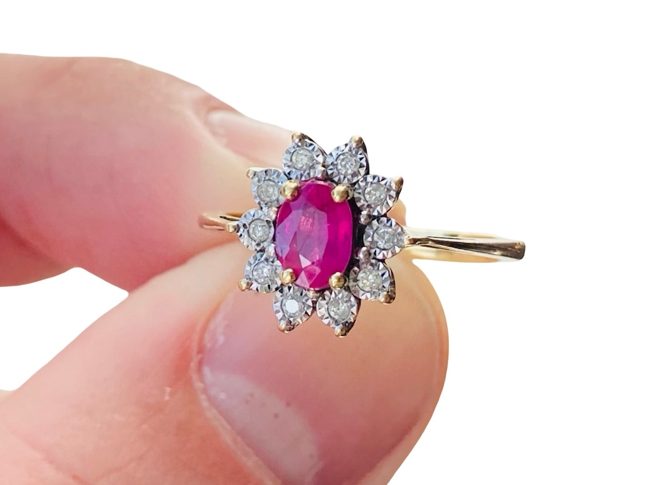 9ct Gold Ruby & Diamond Ring