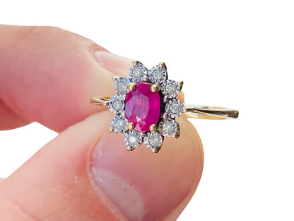 9ct Gold Ruby & Diamond Ring