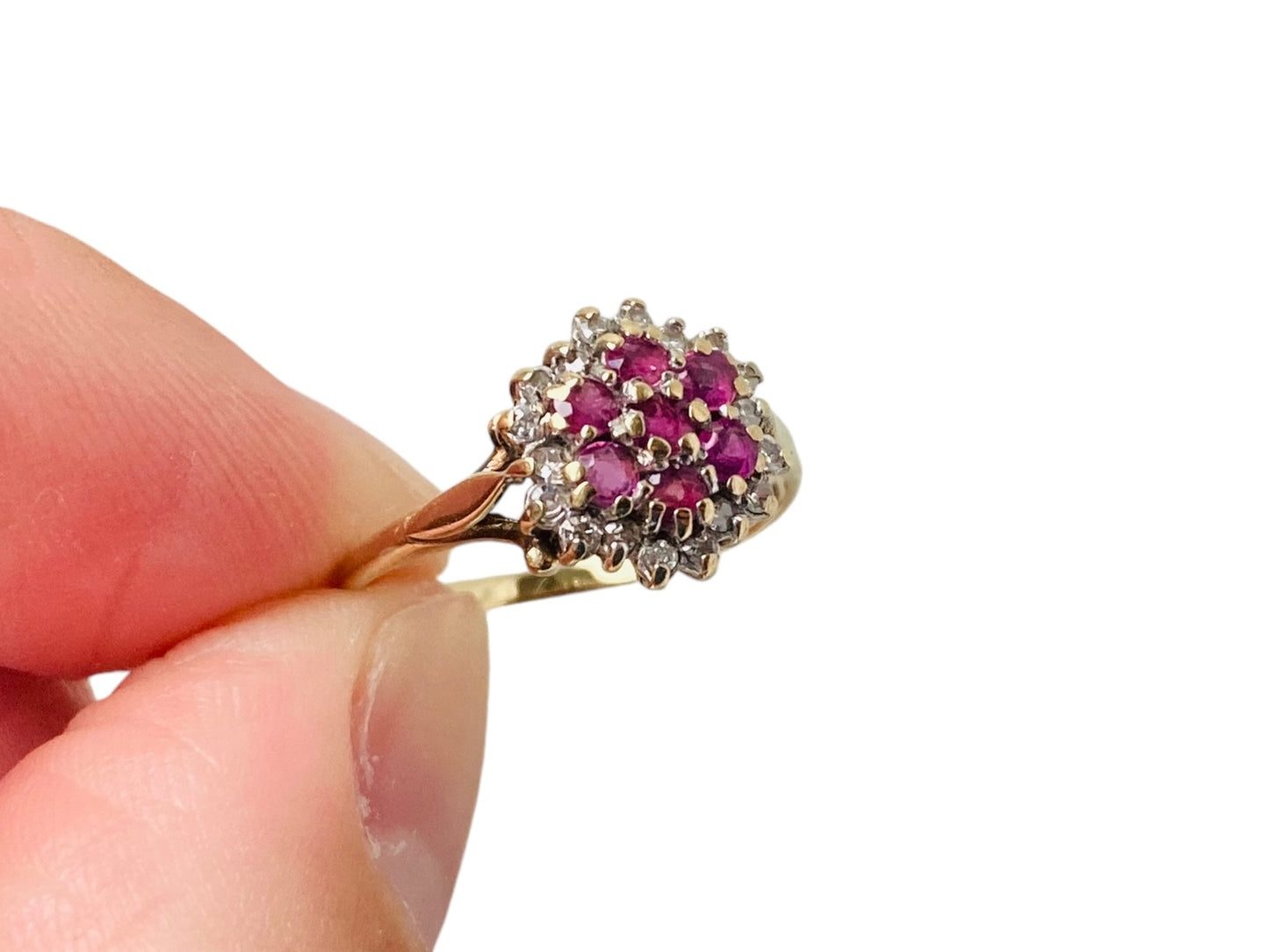 Vintage 9ct Gold Ruby & Diamond Ring