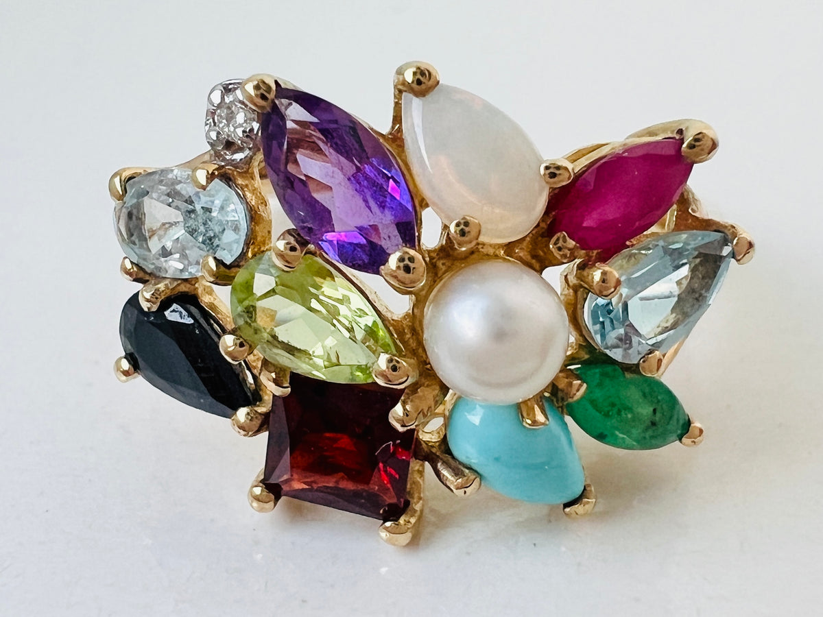 9ct Gold Multi-Gemstone Ring