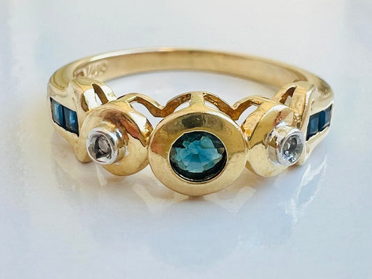 14ct Gold Sapphire & Diamond Ring