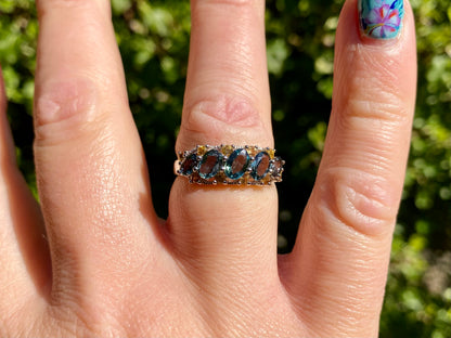 9ct Gold Teal & Yellow Sapphire Ring