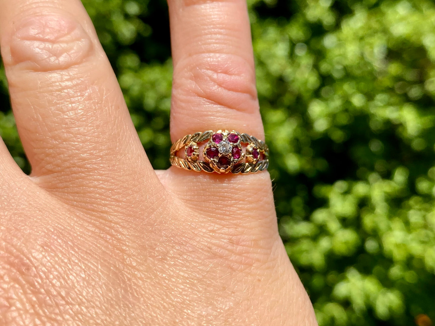 Vintage 9ct Gold Ruby & Diamond Ring