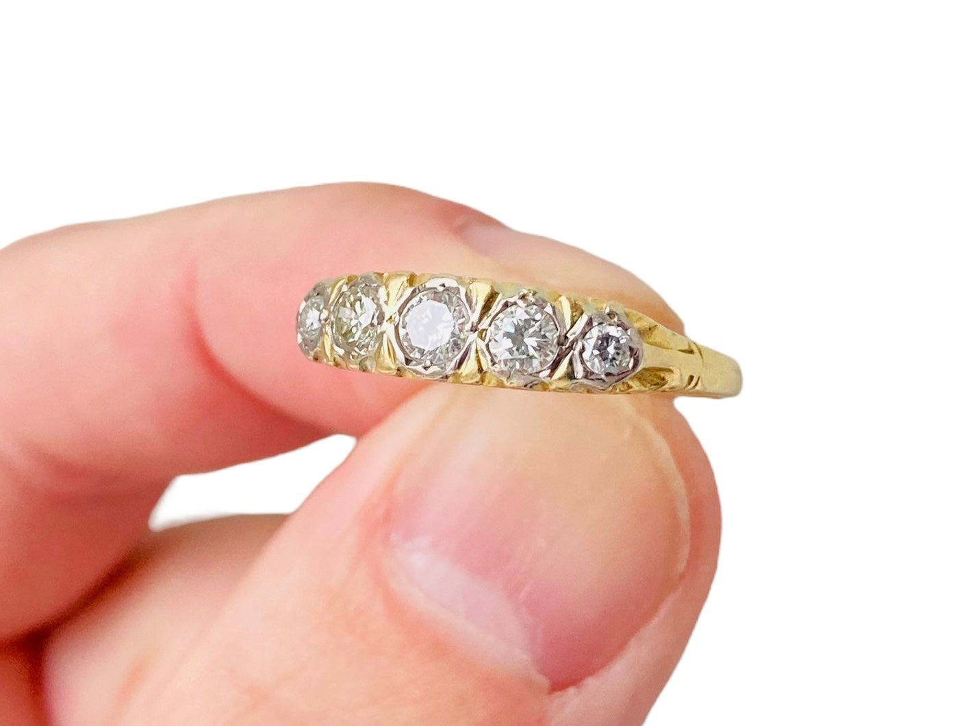 Vintage 18ct Gold Five-Stone Diamond Ring
