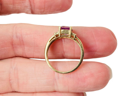 9ct Gold Amethyst & Diamond Ring
