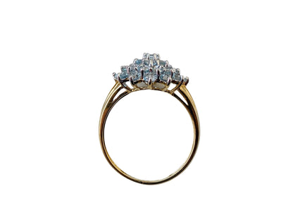 9ct Gold Aquamarine Cluster Ring