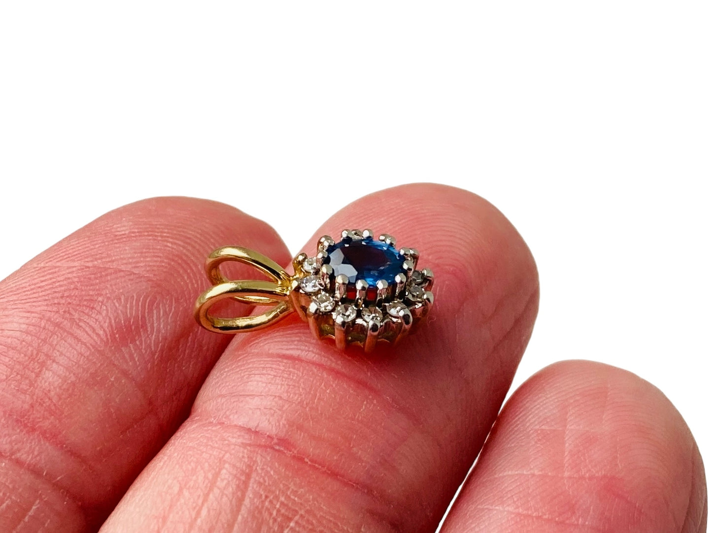 9ct Gold Sapphire & Diamond Pendant