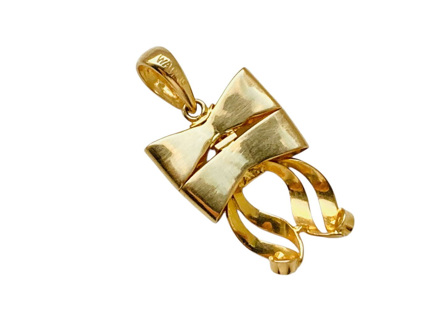 14ct Gold Double Bow Diamond Pendant