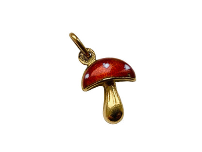 18ct Gold Enamel Mushroom Toadstool  Pendant Or Charm
