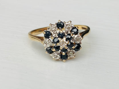 9ct Gold Sapphire & Diamond Cluster Ring