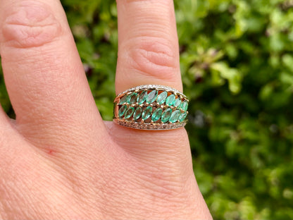 9ct Gold Emerald & Diamond Ring