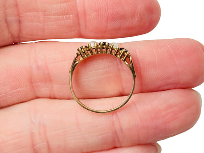 Vintage 9ct Gold Sapphire & Pearl Ring