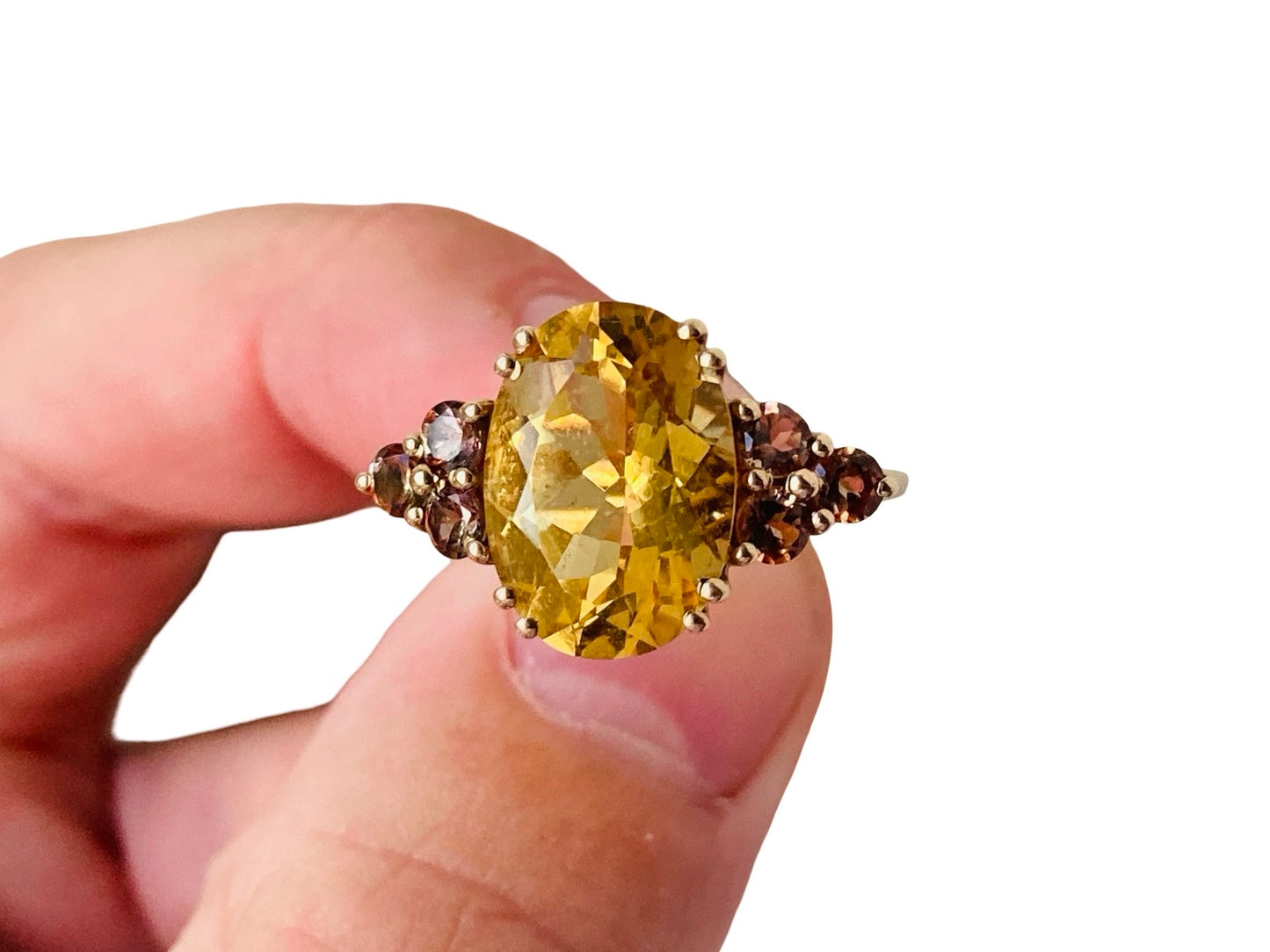 9ct Gold Citrine & Zircon Ring