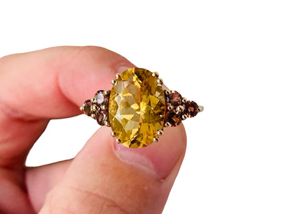 9ct Gold Citrine & Zircon Ring