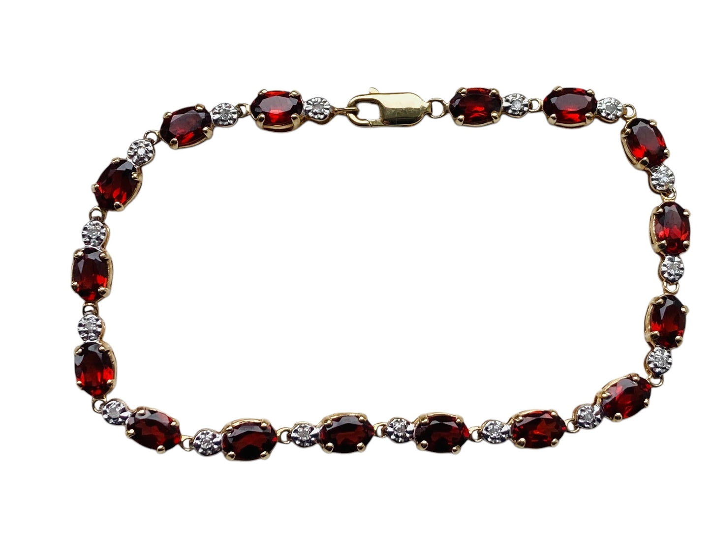 9ct Gold Garnet & Diamond Bracelet