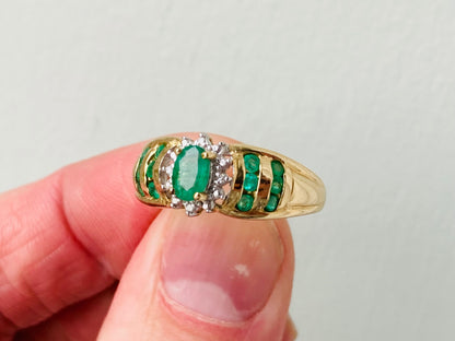 14ct Gold Emerald & Diamond Ring