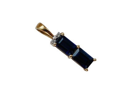 10ct Gold Iolite & Diamond Pendant