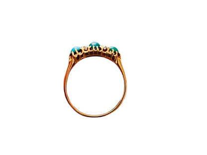 Antique 18ct Gold Turquoise & Diamond Ring