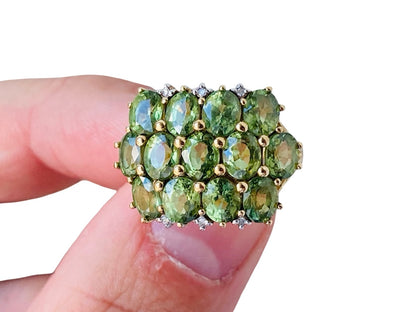 9ct Gold Peridot & Diamond Ring