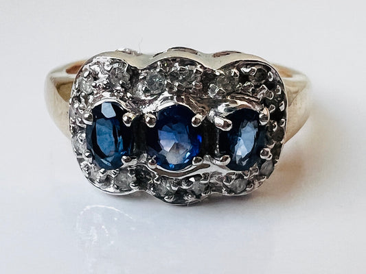 9ct Gold Sapphire & Diamond Cluster Ring