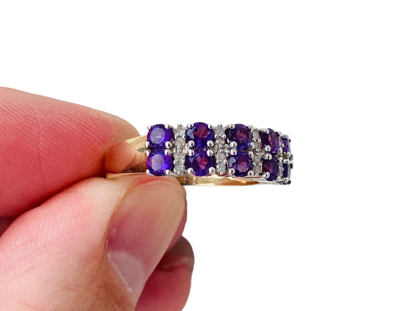 9ct Gold Amethyst & Diamond Ring