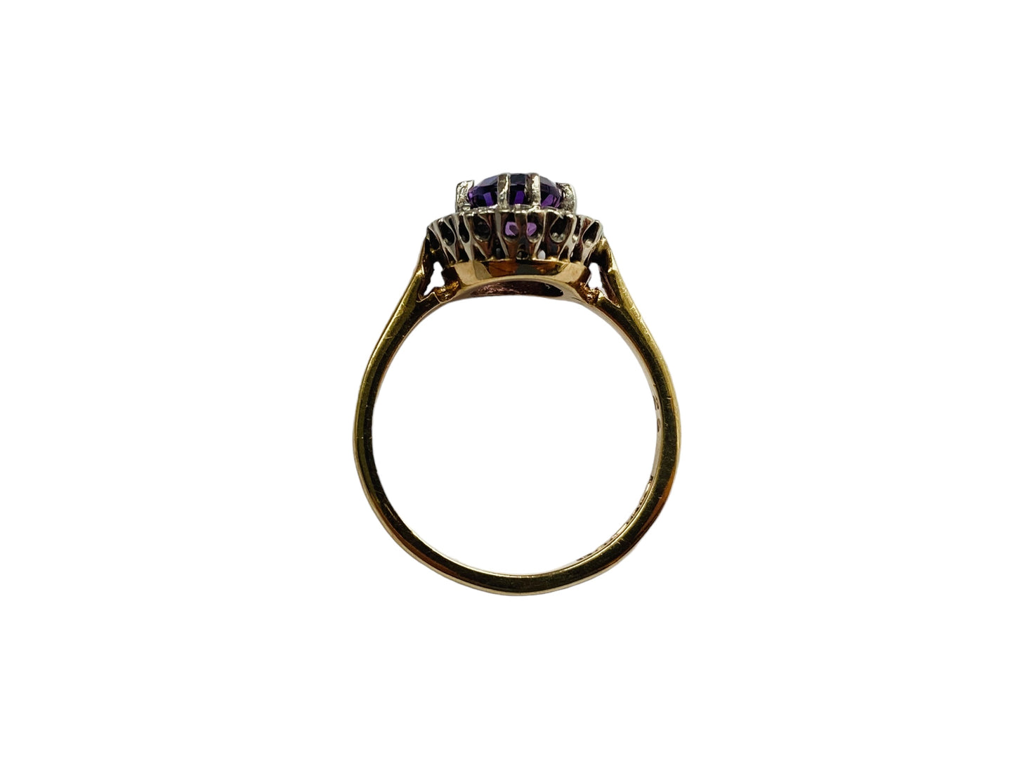 Vintage 9ct Gold Amethyst & Diamond Ring