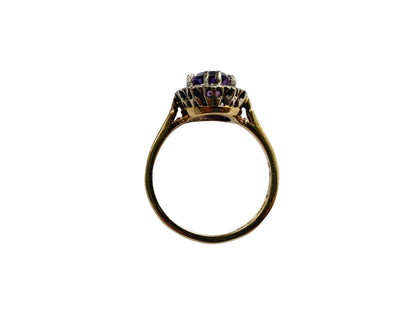 Vintage 9ct Gold Amethyst & Diamond Ring