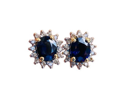 18ct Gold Sapphire & Diamond Earrings