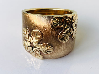 9ct Gold Wide Floral Ring