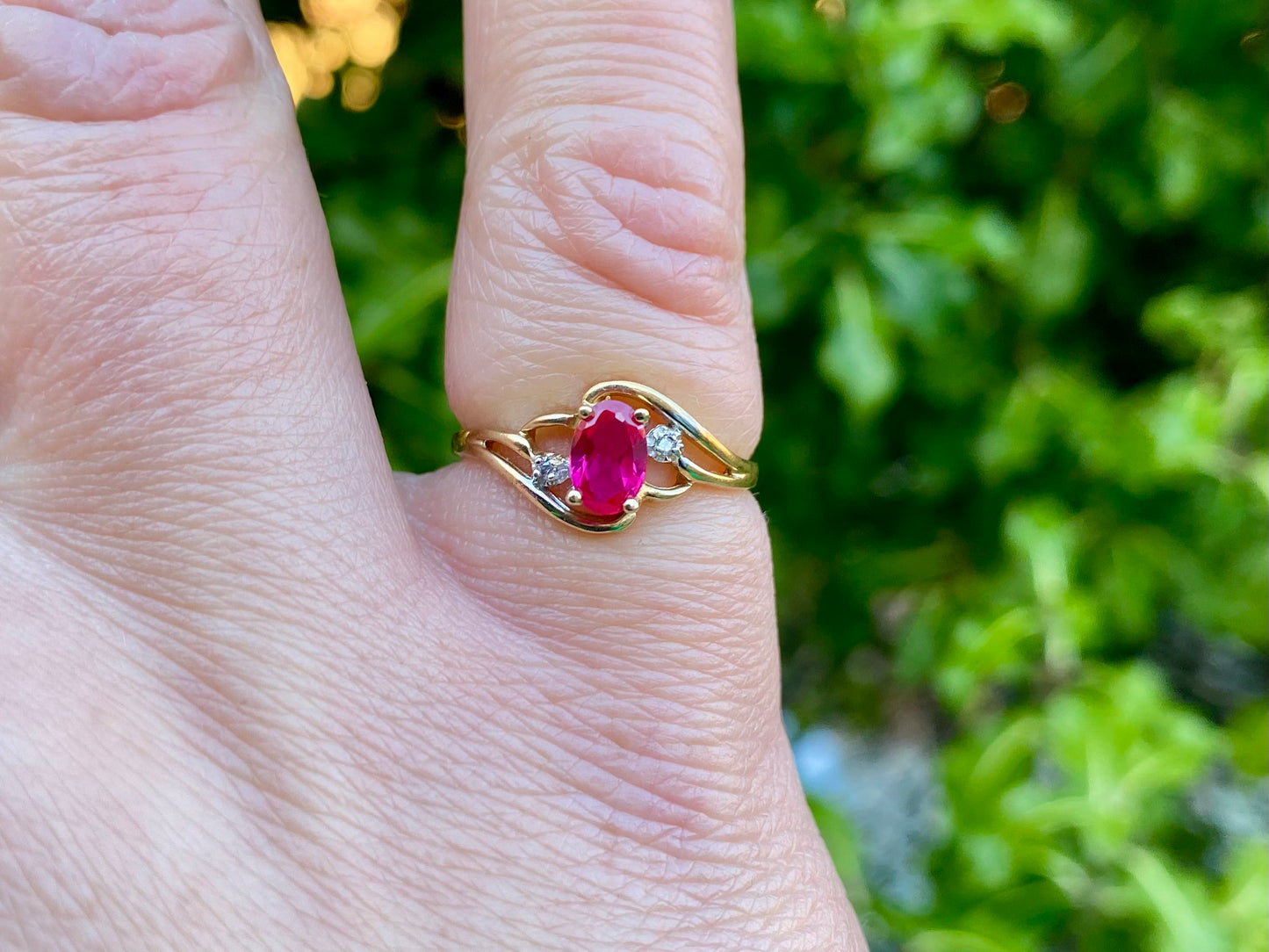 10ct Gold Ruby & Diamond Ring